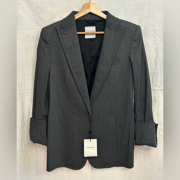 Costume National NWT Women's Sophisticated Charcoal Blazer  minimalist neutral - Picture 4 of 11
